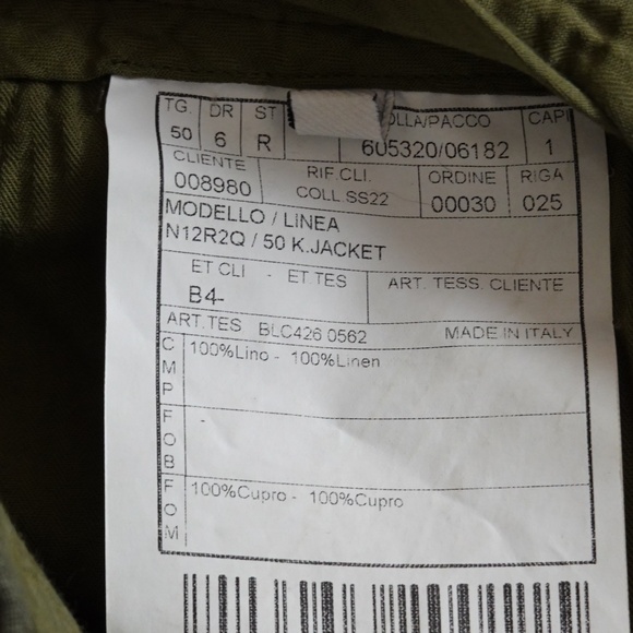 Boglioli Men's Italy 100% Linen Dark Green/Khaki Casual Pants Size US 34 - Picture 10 of 10